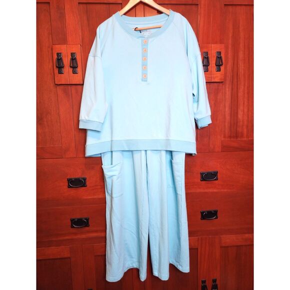 Anybody Other - AnyBody Light Blue Lounge Pajama 2 piece Set Women's Size Top 2XL Bottom1XT